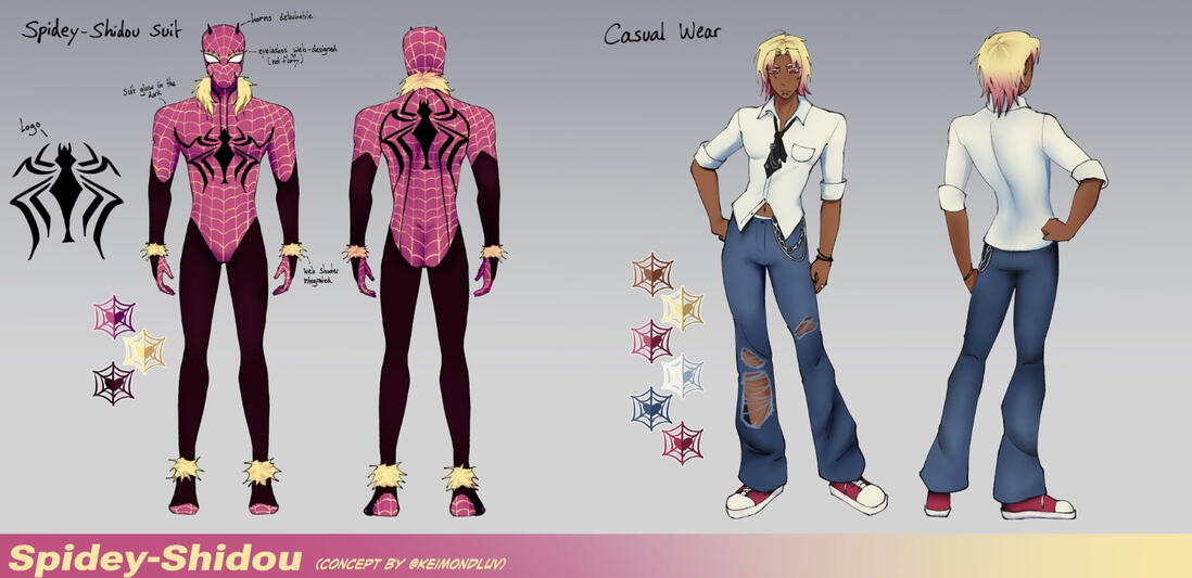 Ryusei shido as spiderman concept art (spideyshidou)